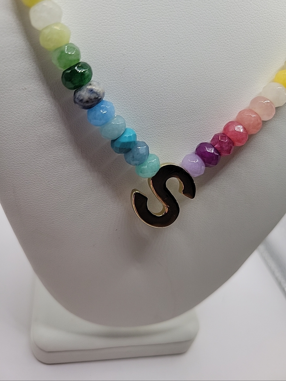 Baublebar Nwt Rainbow Beaded Necklace with Gold Initial S - Picture 4 of 8